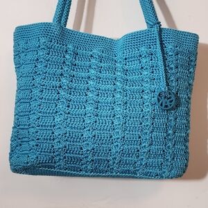 Handcrafted Teal Crochet Tote Bag by